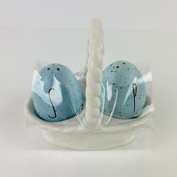 Rae Dunn Blue Speckled Eggs Salt & Pepper New Release - Picture 1 of 5